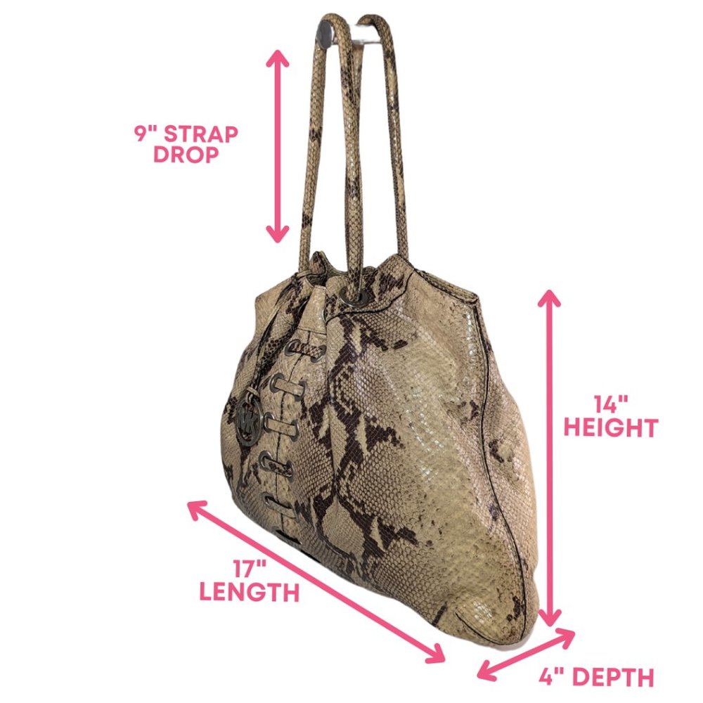 Michael Kors Embossed Snake Large Slouchy Hobo Bag EUC - Picture 6 of 13